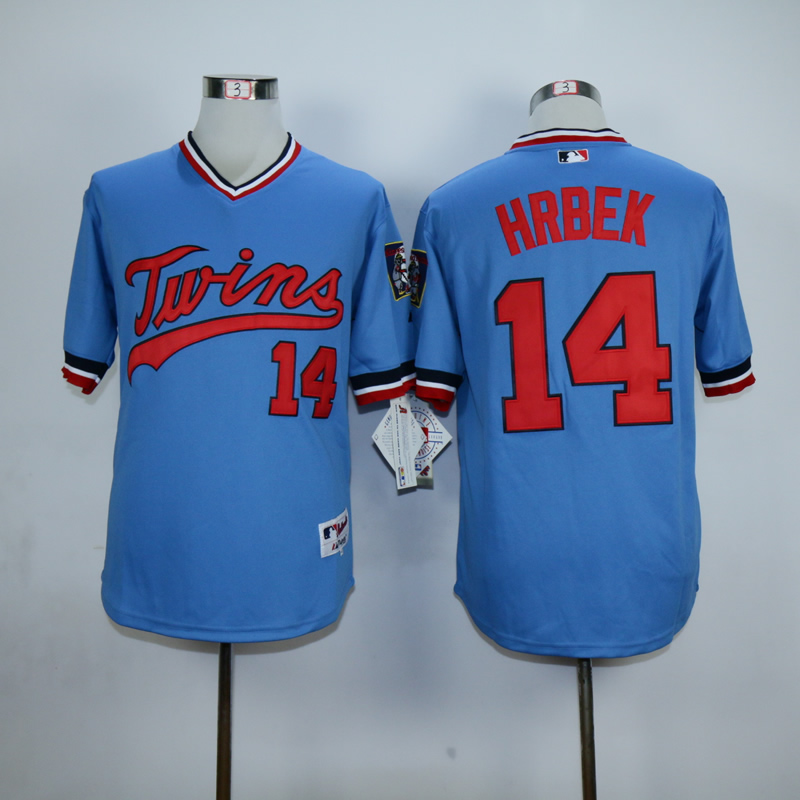 Men Minnesota Twins #14 Hrbek Blue Throwback MLB Jerseys